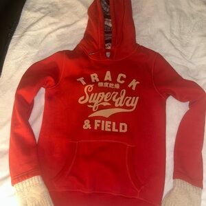 Superdry Red Hoodie with Patterned Lining